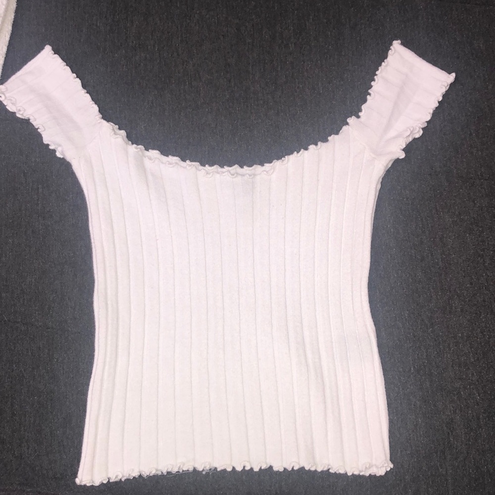 White, off the shoulder ruffled top